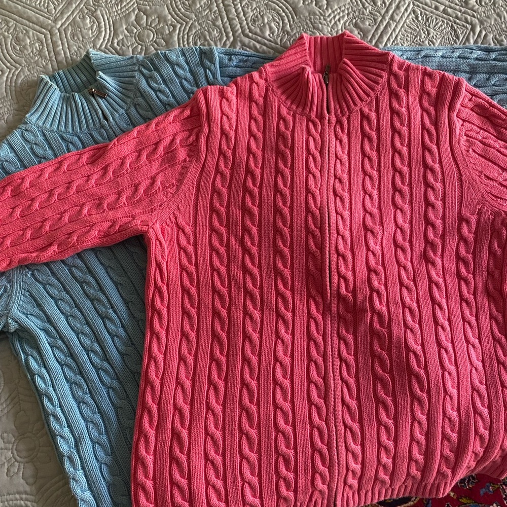 LL Bean Cable Zip Cardigans
